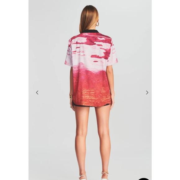 SER.O.YA Tops - Ser.O.Ya Button up top Pink Black White Size Medium